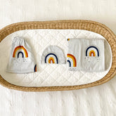 Navy Rainbow Baby Swaddle Set (Beanie and Swaddle)