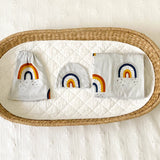 Navy Rainbow Baby Swaddle Set (Beanie and Swaddle)