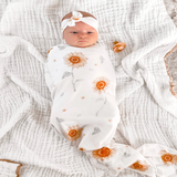 Sunflower Fields Swaddle Set (Beanie, Head Wrap & Swaddle)