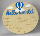 Hello World Balloon / Its A Boy Announcement Plaque