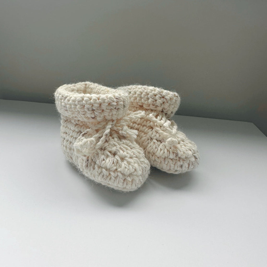 Crochet Knit Booties - Cookies and Cream