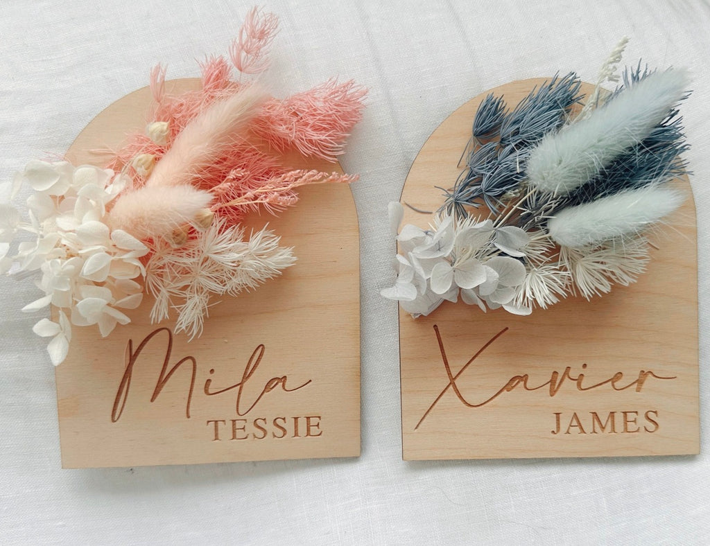 Announcement Floral Name Plaque (small)