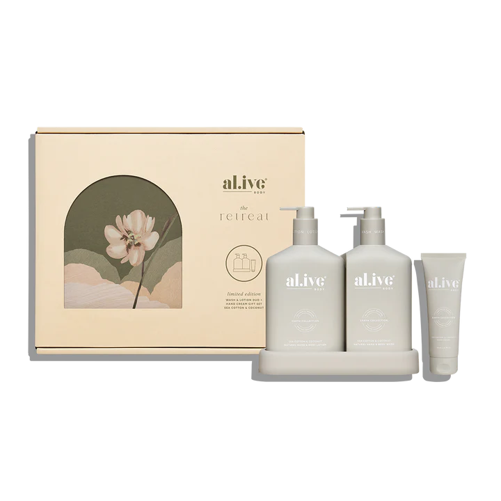 Retreat Collection Wash & Lotion Duo + Hand Cream Gift Set - Sea Cotton & Coconut